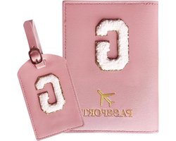 Paspoorthouder en Bagagelabel - Reis Set - Reizen Organiseren - Gepersonaliseerde Letter Patch - 14x10.5x1CM - Roze — cadeau in Cadeau-ideeën