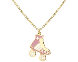 SolidKeus - Speelse Roller Skate Hanger Ketting van RVS voor Vrouwen — cadeau in Sieraden