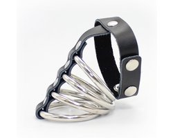 vscnovelty® Chastity Cage Device - kuisheidskooi - metalen ring - PU leer - zwart — cadeau in Cadeau-ideeën