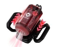 IY - Vexor - 3-in-1 Masturbator - Met Zuig- Stoot- en Vibratiefunctie - Zwart/Rood — cadeau in Cadeau-ideeën