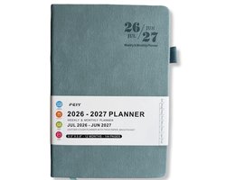 Feiy Blue Agenda - 2026-2027 - A5 formaat Schoolagenda - 1 week op 2 pagina's - Harde kaft - Met Elastiek — cadeau in Mode & Accessoires