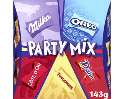 Milka Valentijn Party Mix Chocolade Assortiment 18 Chocolaatjes - 8 x 143g - Daim, Milka Oreo White, Côte d'Or Mini Bouchée Melk, Toblerone Tiny, Milka Oreo, Milka Toffee Wholenut - Bonbons en Pralinés — cadeau in Eten & Drinken