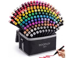 Woodley Dubbelzijdige Stiften - 168 kleuren - Voor volwassen en kinderen - Markeerstiften - Dubbelzijdige stiften - Twinmarkers voor Happy Stones - Alcohol Markers - Speelgoedboek 2026 sinterklaas — cadeau in Hobby