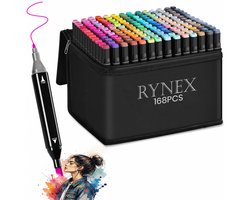Rynex Twinmarkers 168 stuks - Dubbelzijdige Alcohol Markers — cadeau in Hobby