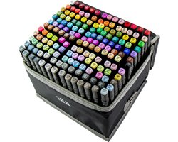 Twinmarkers 168 stuks - Professionele alcohol markers - Dubbelzijdige dual tip markers - alcohol stiften - markeerstiften — cadeau in Hobby