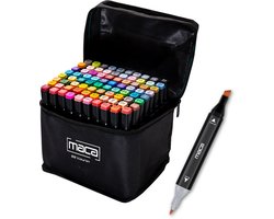 Maca Twinmarkers 80 Stuks - Stiften - Alcohol Markers - Markeerstiften - Met Houder En Opbergtas — cadeau in Hobby