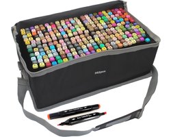 Premium Twinmarkers Stiften - Alcohol markers - Dual Tip - Reis/opberg tas - 262 stuks — cadeau in Hobby