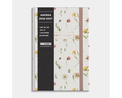 Hobbit - Luxe Schoolagenda 2026-2027 - 1 week op 2 pagina's - Harde kaft - A5 (14 x 20,5 cm) - Aquarel wilde bloemetjes — cadeau in Eten & Drinken