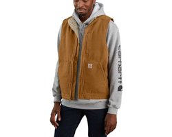 Carhartt Washed Duck Sherpa-Lined Bruin Mock-Neck Vest Heren — cadeau in Mode & Accessoires