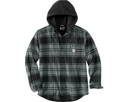 Werkoverhemd - Flanel Jack met capuchon - Fleece Gevoerd - Basil Heather - Carhartt - maat M (valt als L) — cadeau in Mode & Accessoires