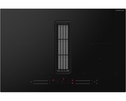 Inventum IKA8035 - Inbouw inductie kookplaat met afzuiging - 80 cm - 4 kookzones - 2x bridgefunctie - 1- of 2-fase - Randloos - Zwart — cadeau in Cadeau-ideeën