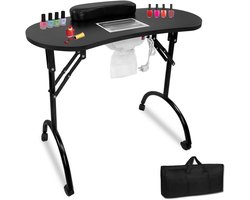 Opvouwbare manicuretafel met afzuiging, 98 x 44 x 77 cm, manicuretafel, nageltafel met stofzak, draagbare manicuretafel, mobiele manicuretafel, draagtas met wieltjes, 13 kg, zwart — cadeau in Cadeau-ideeën