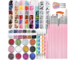 Intebiki nail art kit - strass steentjes - nagel art set met nail art penselen, dotting pens & versieringen - rhinestones - geen nagellak - 27-delig — cadeau in Verzorging
