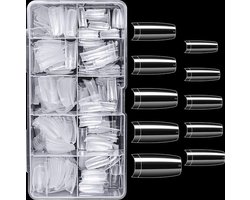 Nifkos - Transparante Nagel Tips - 100 stuks - Coffin Shape - Nagel Verlenging – Nageltips voor Gel en Acrylnagels - Kunstnagels - Nepnagels — cadeau in Cadeau-ideeën