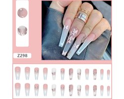 De 2 Lalas - Kunstnagels - nep nagels - plak nagels - diamandjes - steentjes - press on nails - 24 stuks - secondenlijm + nagelpatches - vijl - bokkepootje - alcoholdoekje — cadeau in Verzorging