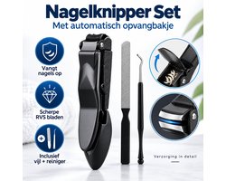 BZNDR® Nagelknipper met Opvangbakje – Vangt Nagelresten Direct Op – Geen Losse Nagelresten in Huis – met Vijl & Reiniger — cadeau in Cadeau-ideeën