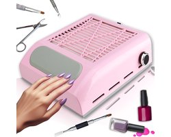 QUOVO® Nagel Afzuiger - Stofafzuiger Nagels - Stofafzuiging - Nageltafel – Nail Dust Collector Met Krachtige Afzuiging - Manicure - Pedicure - Sterke afzuiging - Roze - 24cm x 23cm x 8cm — cadeau in Verzorging