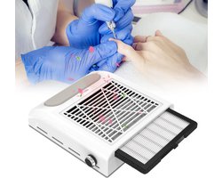 Quvo® Nagel Afzuiger - Stofafzuiger Nagels – Stofafzuiging Met Instelbare Snelheid - Nageltafel – Nail Dust Collector Met Krachtige Afzuiging - Manicure - Pedicure - Sterke afzuiging – Wit - 30cm x 25cm x 9cm — cadeau in Verzorging