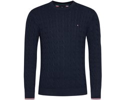 Tommy Hilfiger | Heren | Cable knit Jumper | Black Iris -Donker blauw | XL — cadeau in Mode & Accessoires