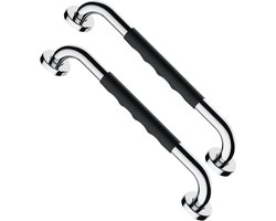 2 stuks - douchebeugel - Handgreep badkamer - met antislip rubberen grip - roestvrijstalen badkamermeubel - chromen badkamerbalansbeugel - veiligheidsleuning - gehandicaptenletsel, ouderen, seniorenhulp voor badhandgreep - RVS - 40cm - zilver — cadeau in Cadeau-ideeën