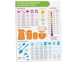 Keukenconversietabel magneet - Meetconversietabel - Bakbenodigdheden Bakaccessoires Kookgadgets - Bakkeuken Kookcadeaus voor vrouwen - Keukengadgets - Kooktijden Grafiek - 8” x 6” — cadeau in Mode & Accessoires
