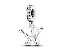 Fler® | Bedel | Past op populaire bedelarmbanden (standaard - 3mm) | Poedel Bedel | Ballondier Hond Bedel | Hangbedel Charm | 925 sterling zilver | zirkonia | Armband Kraal | Valentijnsdag Cadeau | Sinterklaas kado | Kerstcadeau | Verjaardagsgeschenk — cadeau in Sieraden