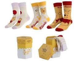 Disney Winnie the Pooh Sokken 3 Paar - Sokkenset - Fan Sokken - Cadeauset - Cadeauverpakking - Maat 36-43 — cadeau in Mode & Accessoires