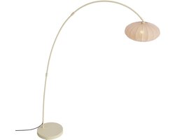 QAZQA bida - Japandi Booglamp | Vloerlamp | Staande Lamp - 1 lichts - H 185 cm - Beige - Woonkamer — cadeau in Wonen & Interieur