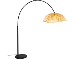 QAZQA pua - Oosterse Booglamp | Vloerlamp | Staande Lamp - 1 lichts - H 194 cm - Naturel - Woonkamer | Slaapkamer | Keuken — cadeau in Wonen & Interieur