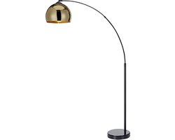 Teamson Home Arquer Booglamp - Goud Lampenkap - Zwart Marmer Baseren - 170 cm hoog — cadeau in Wonen & Interieur