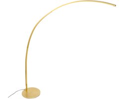 QAZQA arlow - Moderne Dimbare LED Booglamp | Vloerlamp | Staande Lamp met Dimmer - 1 lichts - H 183 cm - Goud/messing - Woonkamer — cadeau in Wonen & Interieur