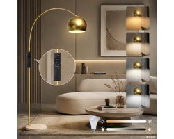 Lapamax Moderne Luxe Booglamp Goud – Boog vloerlamp met Verstelbare 360° Draaibare kap – Dimbaar& Afstandsbediening – Inclusief Lamp – Voor Woonkamer, Slaapkamer,Leeshoek en Kantoor — cadeau in Wonen & Interieur
