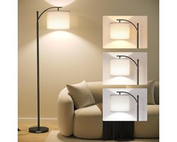 Glowy Vloerlamp Zwart - Staande Lamp incl. LED Lichtbron - Booglamp Industrieel - Leeslamp Staand - 3 Lichtkleuren - Verstelbaar — cadeau in Wonen & Interieur