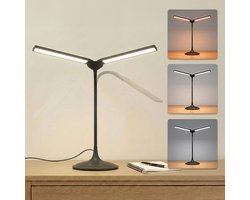 SBR Glow Bureaulamp - Tafellamp - Daglichtlamp - 2 led lampen - Dimbare led verlichting - 3 lichtkleuren - Zwart — cadeau in Wonen & Interieur
