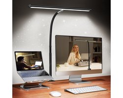 LED Bureaulamp met Klem - Bureau lamp - Klemplamp - 3 Lichtkleuren - Helderheid Verstelbaar - Zwart — cadeau in Wonen & Interieur