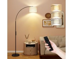Puluomis Vloerlamp - Booglamp - Staande Lamp incl. LED - lichtbron - Industrieel - Leeslamp Staand - 3 Lichtkleuren - Afstandsbediening — cadeau in Wonen & Interieur