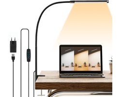 YONO Bureaulamp met Klem - LED Bureau Lamp - Flexibel Verstelbaar - Verlichting Dimbaar - Klemlamp - Bedlamp - Zwart — cadeau in Wonen & Interieur