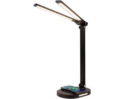 Stane Dubbele Bureaulamp LED Dimbaar - 2 Draaibare Lampenkoppen - 5 Lichtkleuren (2700K-6000K) - Touchbediening - - Tafellamp - Werklamp - Zwart Incl USB-C-Kabel — cadeau in Wonen & Interieur