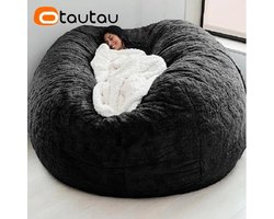 Bean Bag Stoelhoes - (Alleen hoes, geen vulling) - Oversized - Ronde Zachte Pluizige - PV Fluweel - Wasbaar - Luie Sofa - Dekbedovertrek - Woonkamer - Slaapkamer - Meubelbekleding - Zwart — cadeau in Cadeau-ideeën