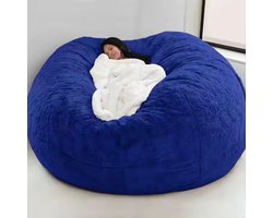 Bean Bag Stoelhoes (Alleen hoes, geen vulling) Oversized Ronde Zachte Pluizige PV Fluweel Wasbare Luie Sofa Dekbedovertrek Woonkamer Slaapkamer Meubelbekleding (Zwart) — cadeau in Cadeau-ideeën