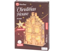DécoTime maak je eigen kerst lantaarn - Gemaakt van hout - Inclusief licht en batterijen - Kerst — cadeau in Hobby