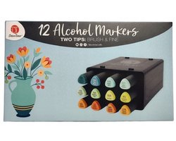 12 Alcohol markers - Twin markers - Dubbelzijdige stiften 12 Twinmakers DecoTime — cadeau in Hobby