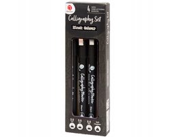 DecoTime Calligraphy Set – 4 Handlettering Markers – Black Colour – 2.0 / 3.5 / 5.0 mm + Fineliner — cadeau in Hobby