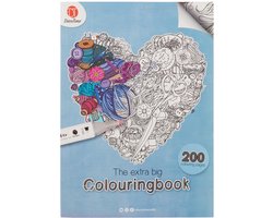 Decotime Extra big Colouringbook | 200x paginas | Kleurboek hard cover 200 designs — cadeau in Hobby