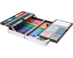 Decotime kleur- en schilderset 112-delig - Inclusief twinmarkers en kleurpotloden - Met acrylverf, aquarelpastels en verf mengpalet — cadeau in Hobby
