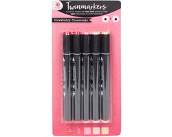 DécoTime alcoholmarkers 5 stuks - Strawberry Cheesecake - Twinmarker — cadeau in Hobby