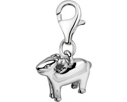 Quiges – Charm – Hanger - 3D Horoscoop Steenbok - Verzilverd - karabijnslot - geschikt - voor - Bedelarmband - QHC170 — cadeau in Sieraden