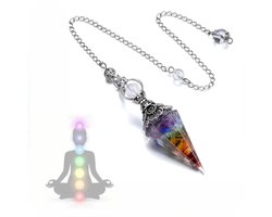 Chakra ketting - Pendels spiritueel - Pendel 23CM - Pendelen - Pendel edelsteen - Natuursteen kettingen - Edelstenen sieraad - Cadeau - Energie - LOUZIR — cadeau in Sieraden