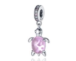 Schildpad Bedel - 925 Sterling Zilver - Roze - Zirkonia - RomyStones — cadeau in Sieraden