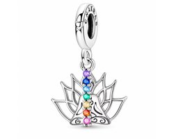 RomyStones chakrabedel lotus yoga - 925 zilver - zirkonia - Voor aan je standaard Bedel Armband — cadeau in Sieraden